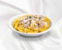 Garganelli con speck e rucola